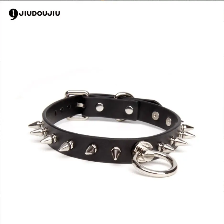 BDSM Sexy ring Collar punk Buckle Rivet Spiked Leather Tie  Leash harness Bondage Sex Toys For Posture slave Erotic toys S3049