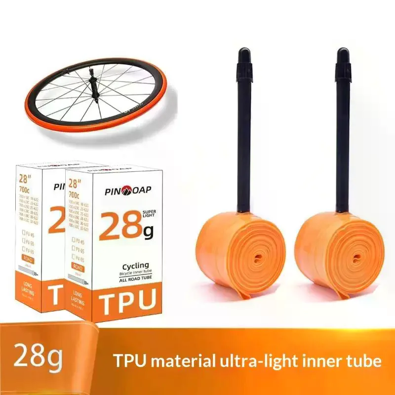 Велосипедная камера из ТПУ 28g Orange Bike, 700X18 25 28 32, для шоссейных велосипедов, с французским ниппелем длиной 456585 мм (art.: 3920db89746d0) - 3920db89746d0