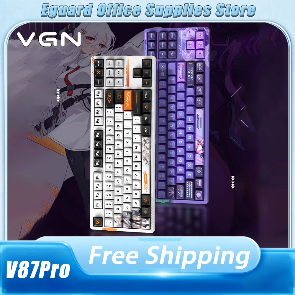 Механическая клавиатура VGN V87pro игровая с тремя режимами RGB Hot Swap PBT прокладкой