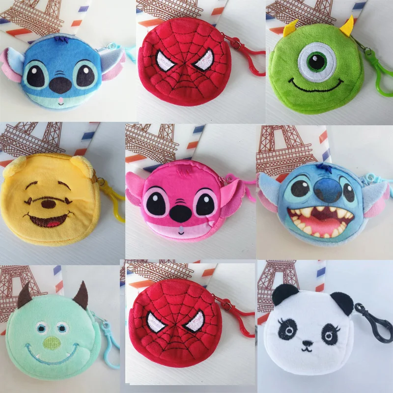 Disney Spiderman Stitch Monster University Children Plush Coin Purse Zipper Change Purse Mini Wallet Kids Girl Women For Gift