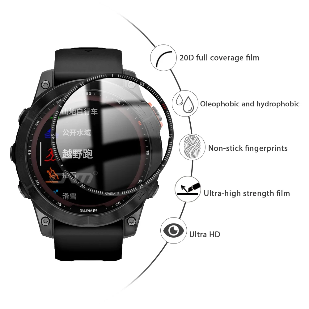 20D Защита экрана для Garmin Fenix 7 7S 7X 6 Pro Sapphire / Epix Смарт-часы Полное покрытие мягкая