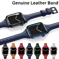 genuine leather strap compatible for apple watch slim thin elegant band iwatch series 7 6 5 4 3 2 se sport edition 38 40 41mm