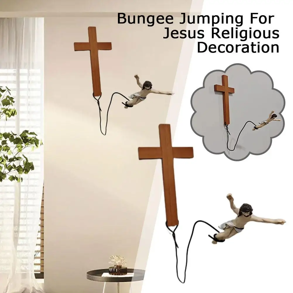 

Bungee Jumping For Jesus Religious Decoration Easter Home Wall Hanging Ornaments Holiday Atmosphere Decorative Crafts Gifts I9P1