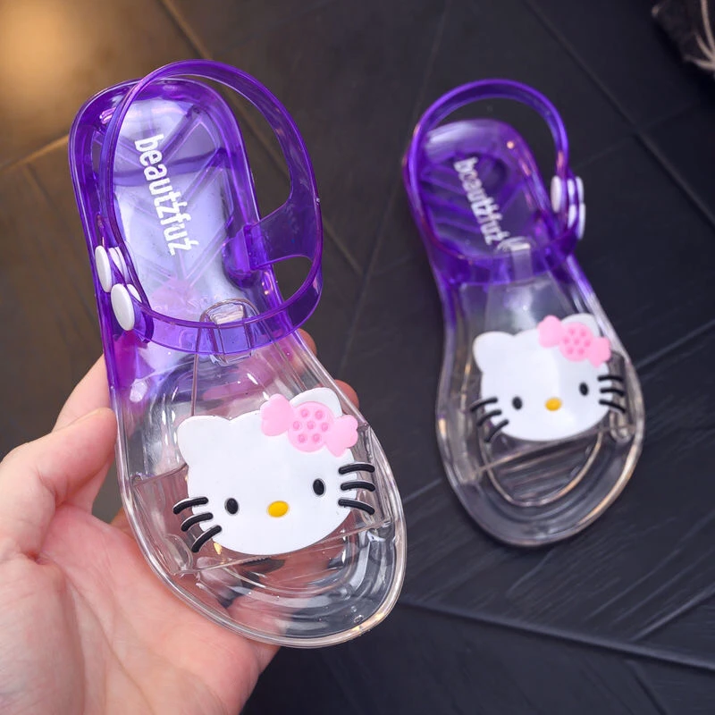 Милые ботинки с кристаллами летние детские принцессы бантом в виде котенка из