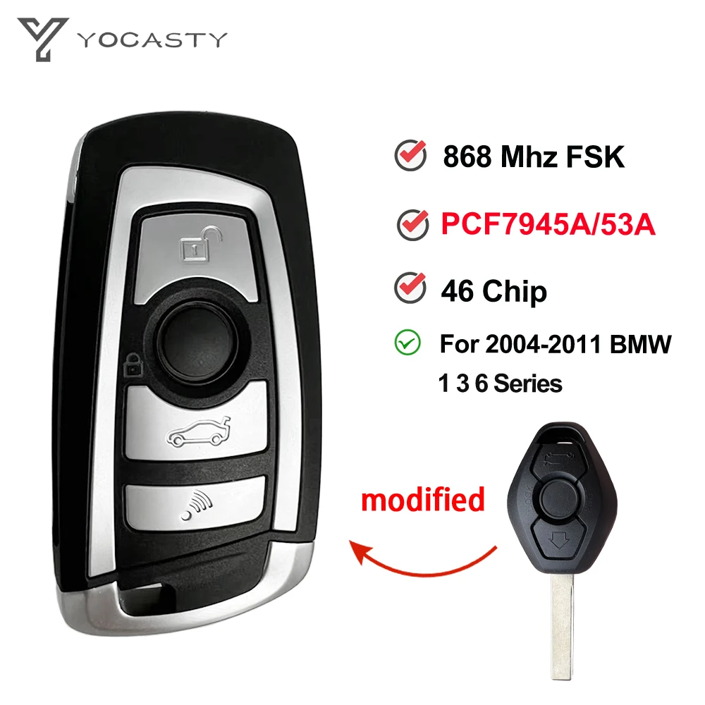 

YOCASTY для BMW 3 5 7 серии M5 X3 X5 E65 E60 E61 модифицированный откидной дистанционный ключ замена системы CAS2 46 чип PCF7953 868 МГц