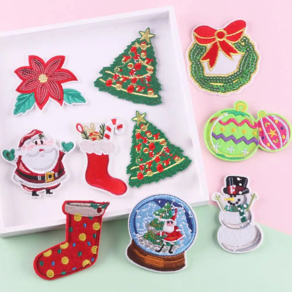 

Household Cloth Stickers Felt Christmas Tree Snowflake Applique DIY Sticker Patch Scrapbooking Patch Cloth Non-woven Craft V2O7