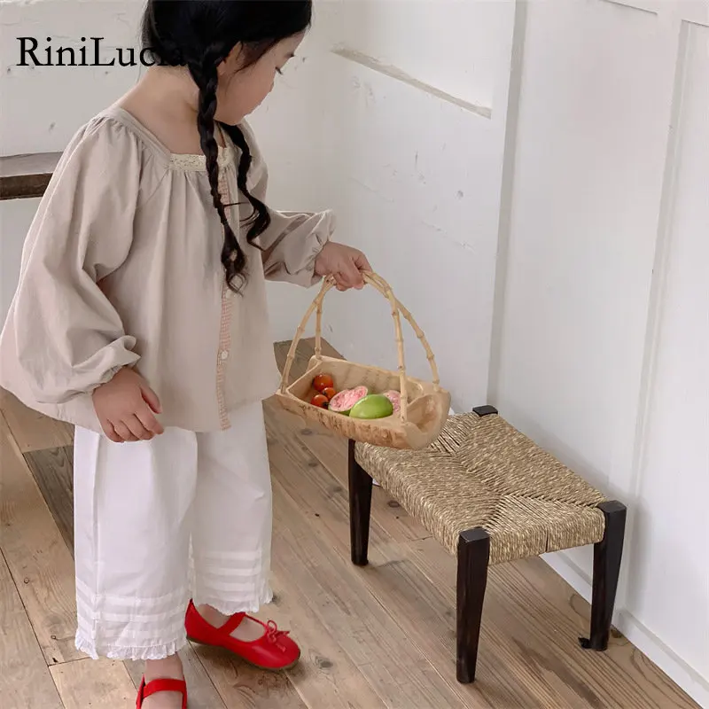 

Fashion Baby Girl Plaid Shirt Cotton Child Shirt Long Sleeve Lace Loose Outfit Spring Summer Fall Baby Casual Clothes