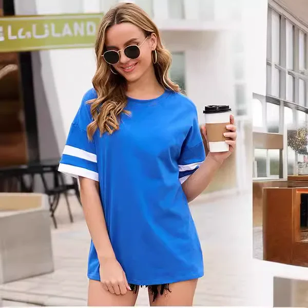 Amazon 2022 трансграничная женская футболка свободного кроя с половиной рукавом и