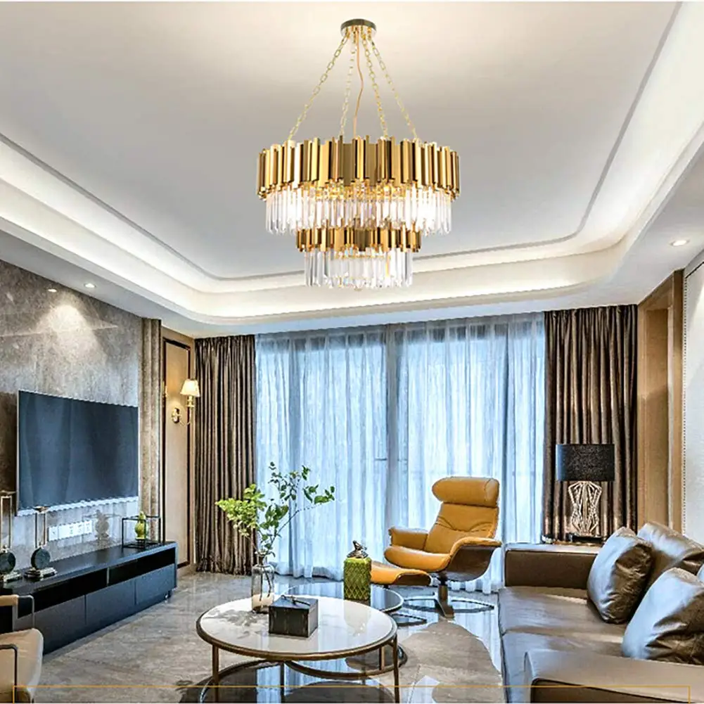 Moderni Lampadari Di Cristallo Lusso Lampadario в acciaio inox Appeso per la Casa Albergo Ristorante Luce Della Decorazione