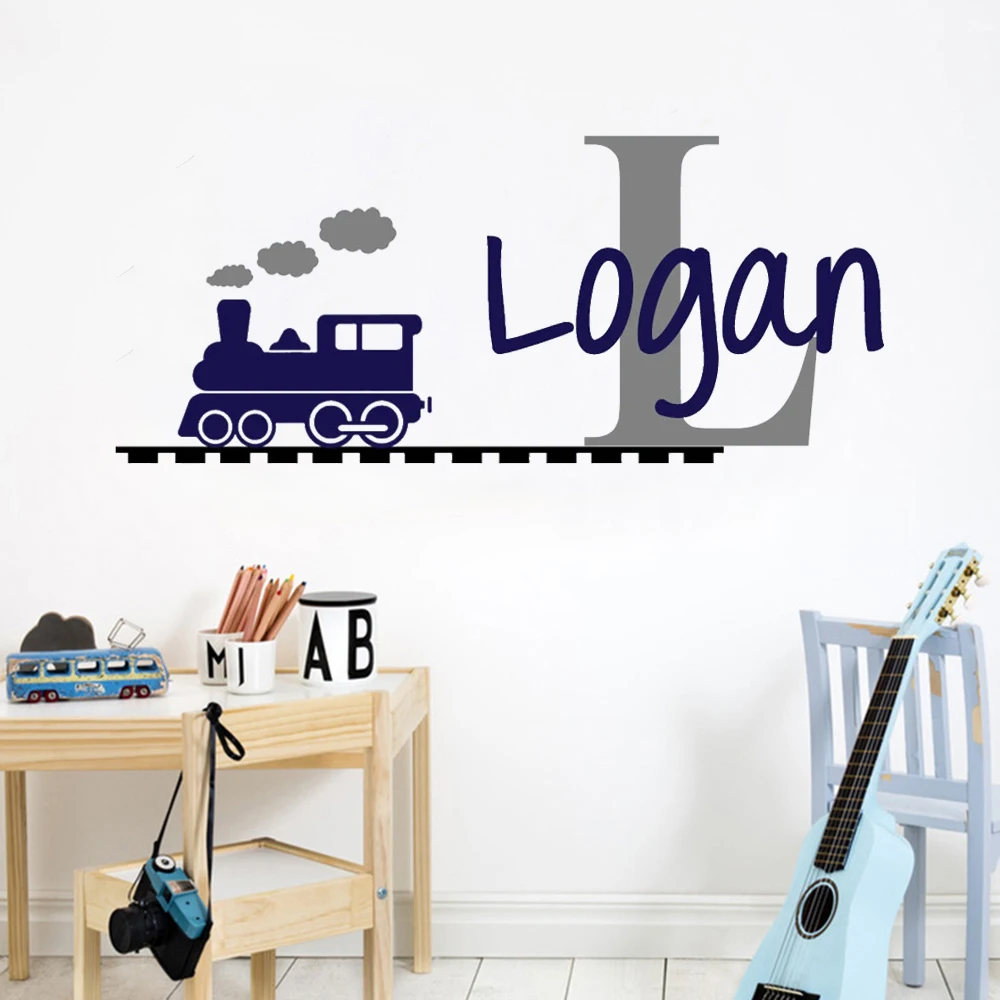 

Personalised Train Wall Stickers Custom Name Murals For Kids Boy Rooms Decoration Poster Cartoon Vinyl Nursery Decals HJ0957