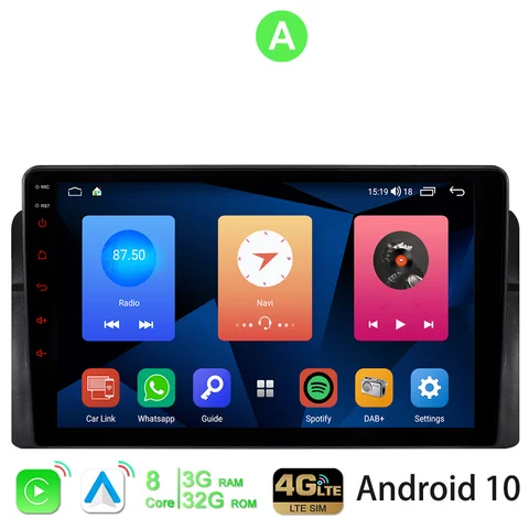 A-Sure Беспроводная CarPlay Android 10 автомобильное радио 8 ядер 3 + 32 ГБ GPS-навигация для BMW 3 серии E46 318 320 325 4G-LTE SIM WIFI