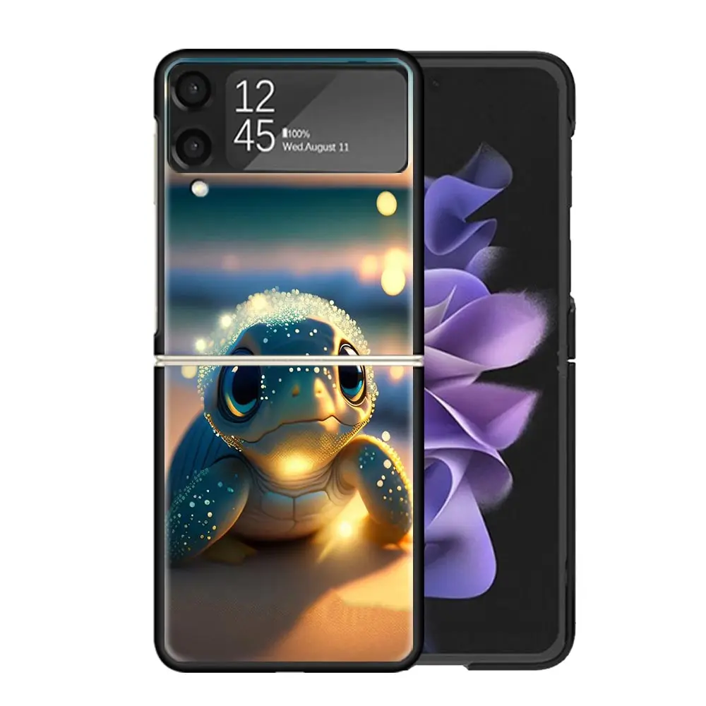 Черепаха с рисунком морской черепахи для Samsung Galaxy Z Flip 6 5 4 3 5G Черный чехол телефона