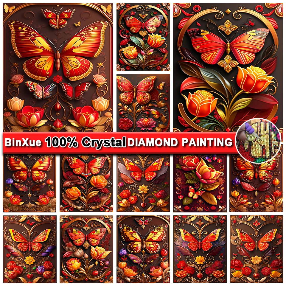 

Красочная бабочка полный 100% квадратных/круглых кристаллов алмазная живопись Тюльпан Цветок искусство вышивки крестиком ручной работы DIY Мозаика Искусство