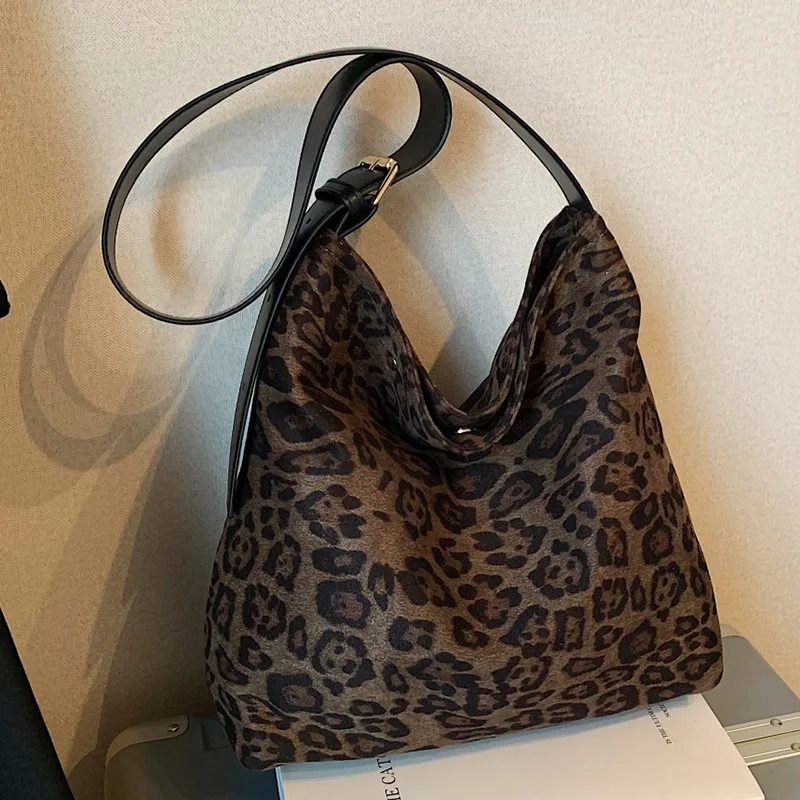 Женская сумка-тоут с леопардовым принтом в стиле ретро 2025 г. регулируемые лямки
