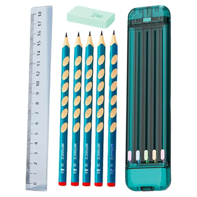 Cases Adults Small Pencils Tip Anti-break Hard Shell Stationery Organizer Designed Slots 5 Pencils 1 Eraser Storage