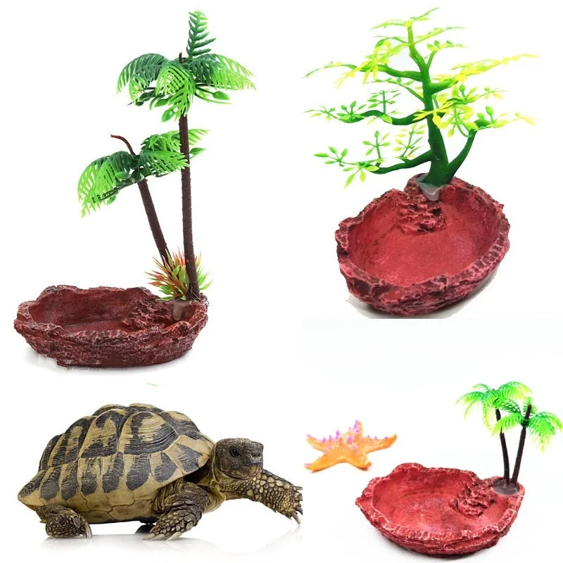 

Pet Reptile Feeder Bowl Basin Turtle Water Scorpion for Pets Tortoise Pot Resin Non-Toxic Crabs Feeding Tray Food Lizard 2021