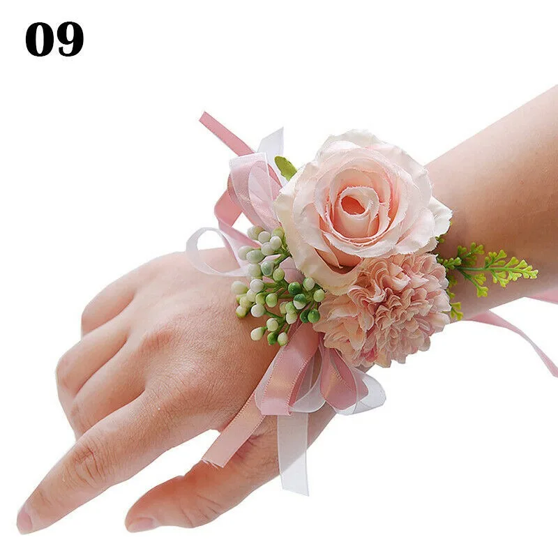 

Wedding Party Wrist Flower Corsage Rose Bride Gifts Bridesmaid Groom Boutonniere
