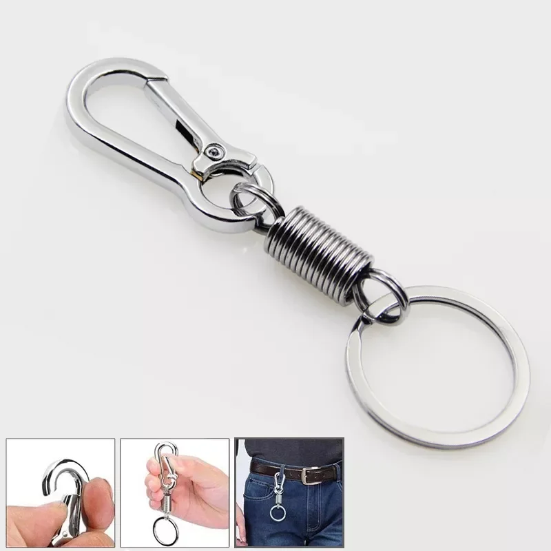 

Spring Keychain Climbing Hook Car Keychain Simple Strong Carabiner Shape Keychain Accessories Metal Vintage Keychain