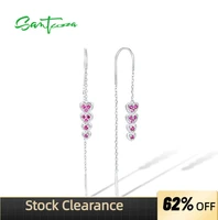 santuzza genuine 925 sterling silver drop earrings for women lab created ruby heart dangle brincos trendy party fine jewelry