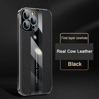 carbon fiber genuine leather cover for iphone 13 12 11 pro max 13 mini case camera protection shockproof phone case coque fundas