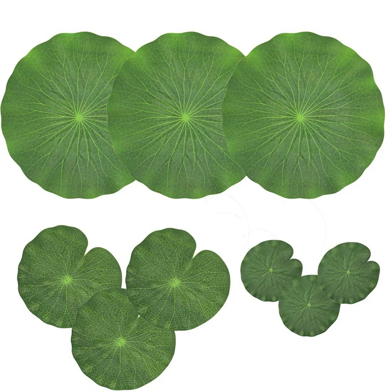 

Pack Of 9 Artificial Floating Foam Lotus Leaves Water Lily Pads Ornaments Green | Perfect for Patio Koi Fish Pond Pool Aquarium