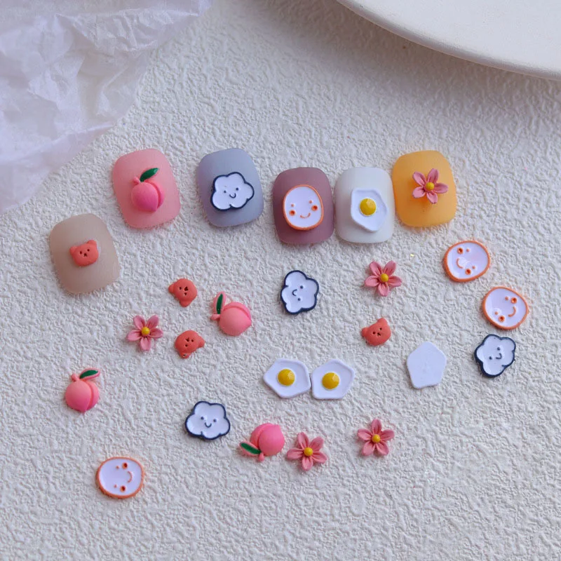 

10Pcs Japanese Alloy Nail Decoration Kawaii Multi-Shapes Nail Art Designer Stickers Charms 3D Metal Decals Cute Accessories