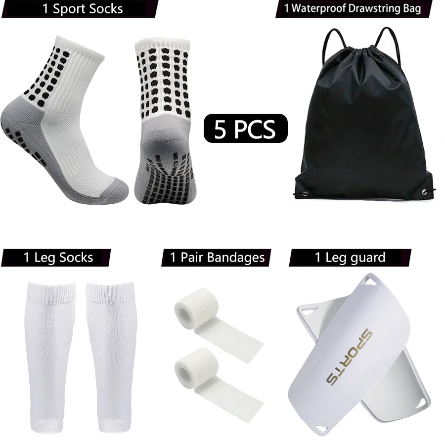 5 Упаковок Нескользящих Футбольных Носков С Водонепроницаемой Сумкой-шнурком