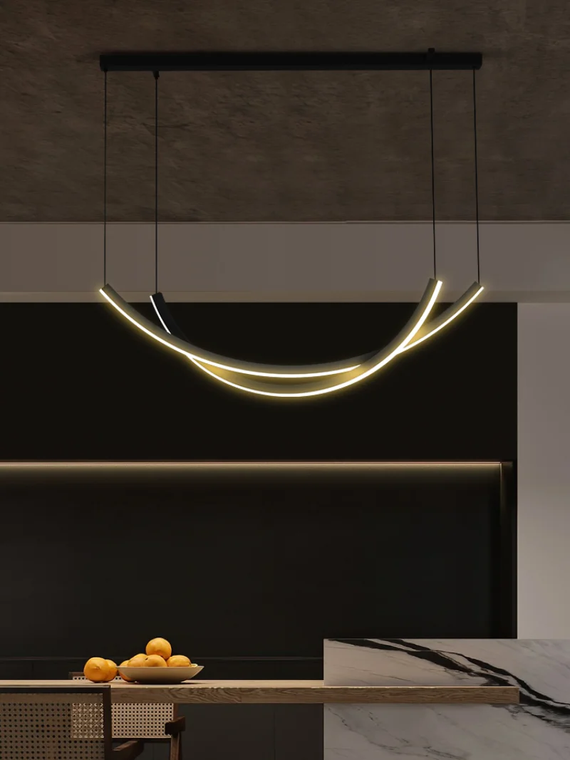 

Dining table room bar table chandelier nordic restaurant gloss minimalist long lines light luxury modern hang lamps led