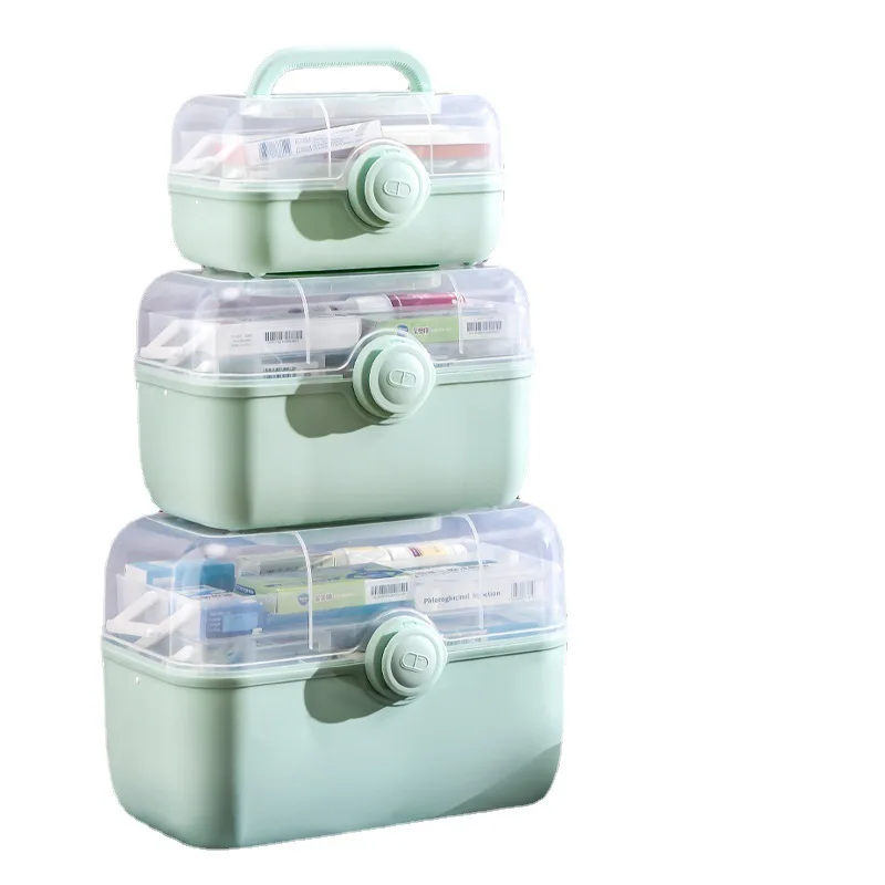 

3 Layers Large Capacity Family Medicine Organizer Box Portable First Aid Kit Medicine Storage Container Family Emergency Kit Box