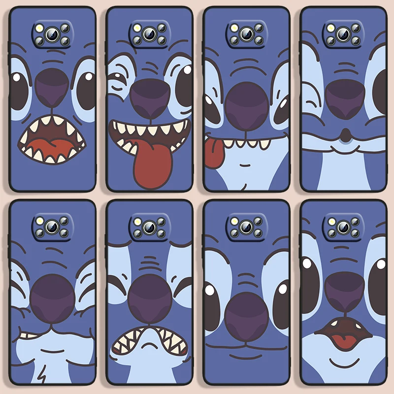 

Animation Stitch Disney Phone Case For Xiaomi Poco F1 X2 F2 X3 C3 M3 F3 X4 M4 F4 Pro 5G 4G NFC GT Black luxury Silicone Back