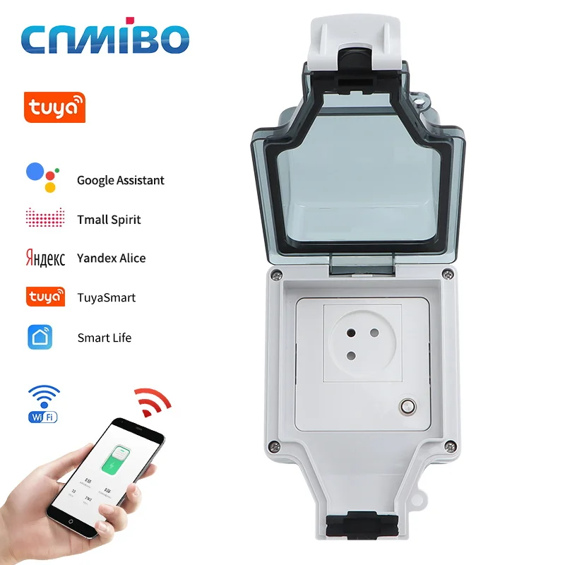 Умная насадка TUYA, водонепроницаемая насадка с Wi-Fi, функция голосового управления, функция таймера IP66,16 А, водонепроницаемый переключатель boxswitch