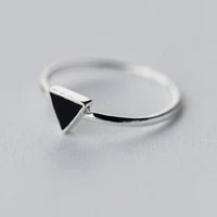 tulx minimalist silver color geometric black enamel triangle adjustable ring minimalist jewelry for women party gift