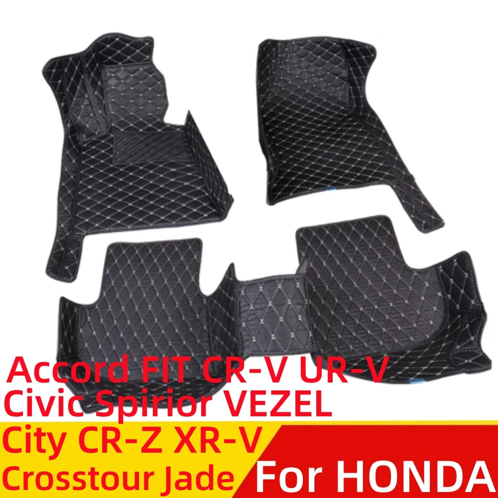 

Car Floor Mats For HONDA Accord FIT CR-V XR-V Civic Spirior City Crosstour Jade Waterproof Leather Front& Rear FloorLiner Carpet