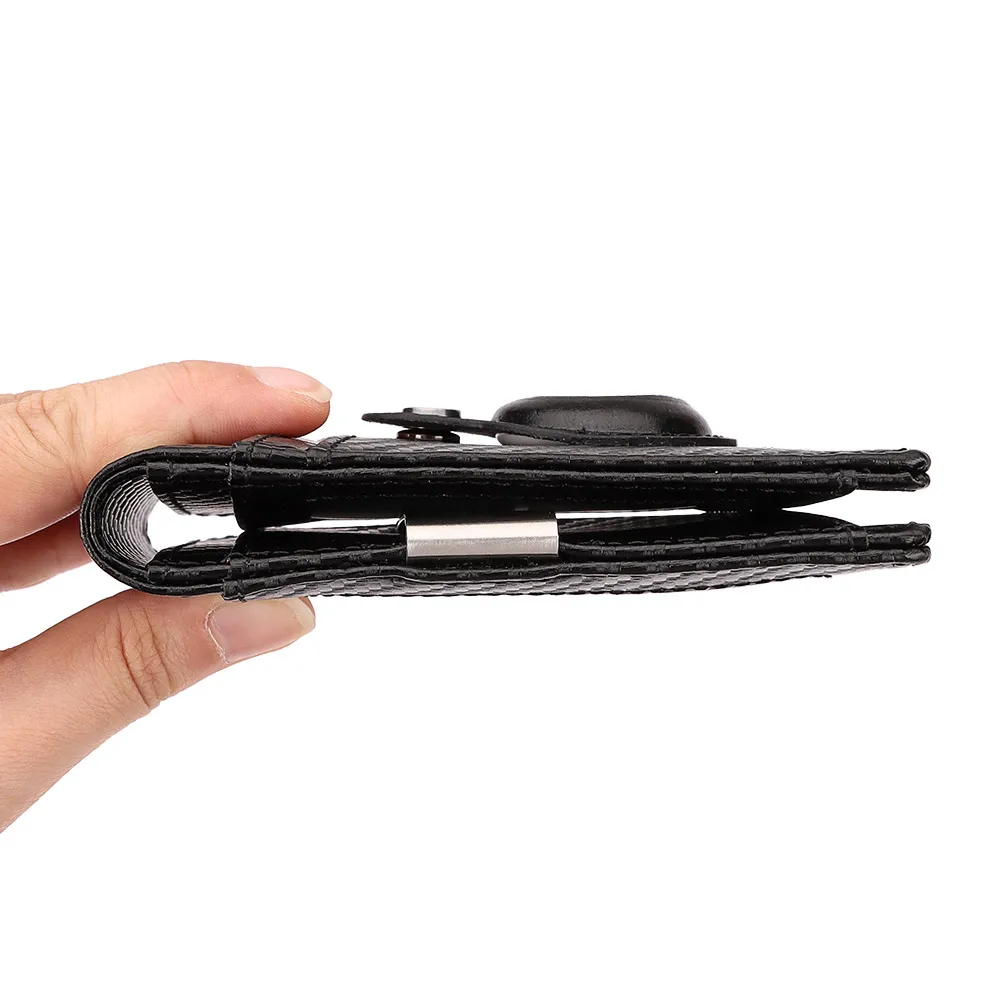 Carbon Firber AriTag Wallet with RFID Blocking Credit Card Holder Genuine Leather Anti-theft Brush Dollar Clip Bifold Male Slim