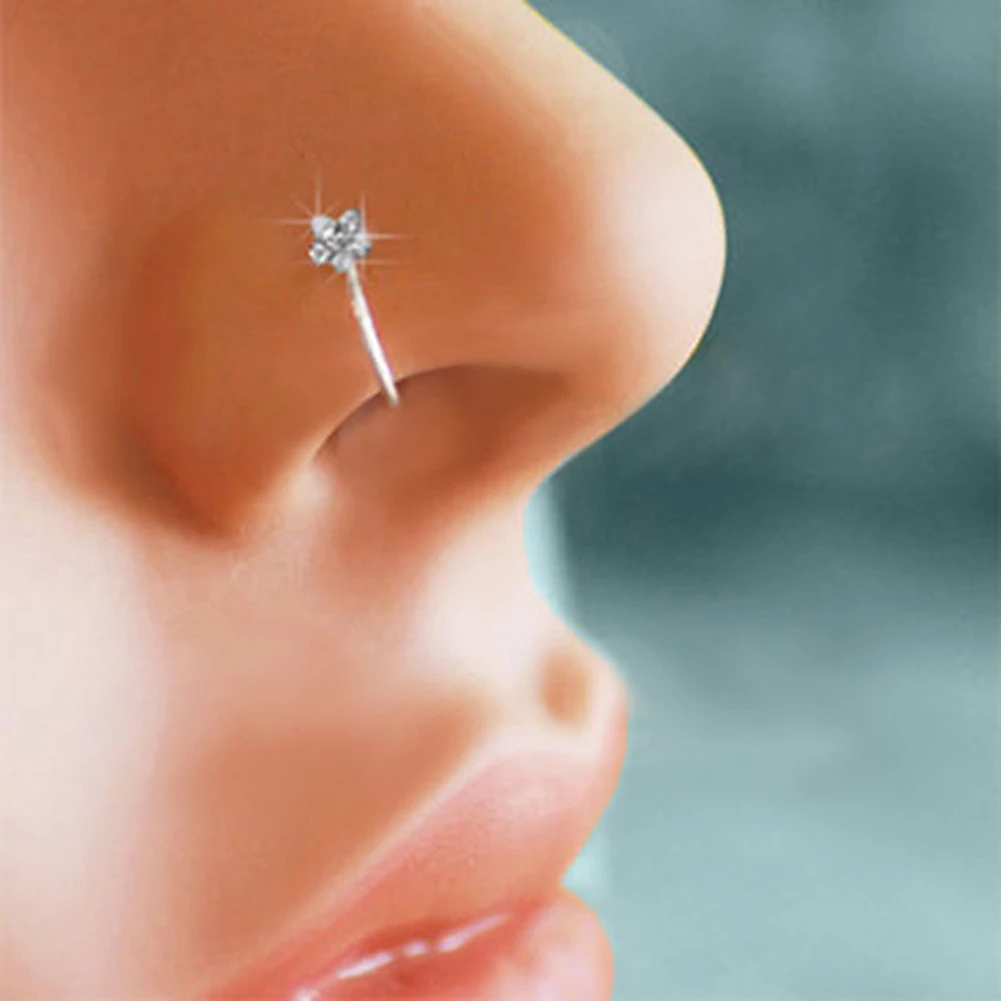 

Кольцо в нос с-образным кристаллом для мужчин и женщин, бижутерия для носа, носовой перегородки, не пирсинга, носовой перегородки, 1 шт.