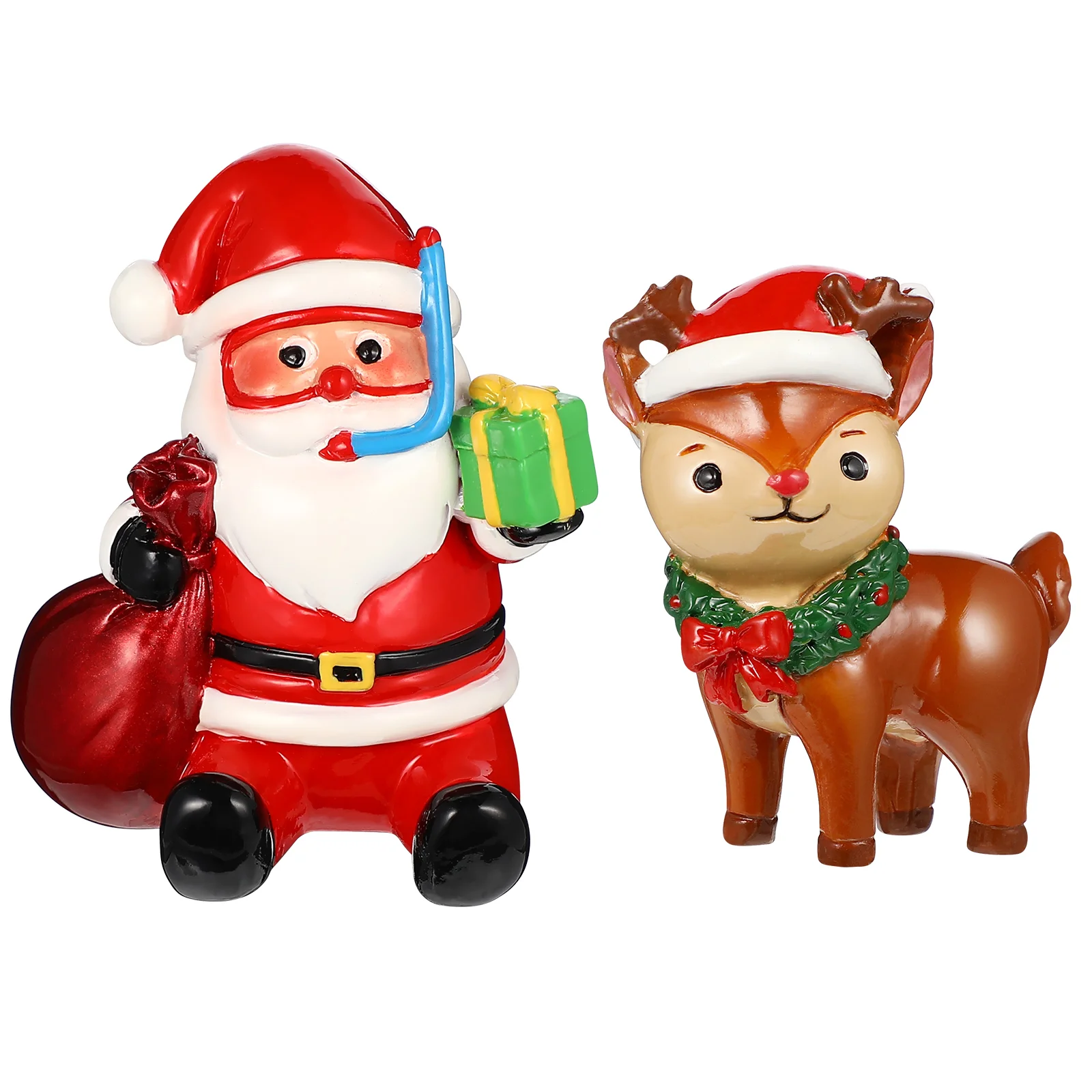 

Aquarium Christmas Fish Tank Decor Decorations Reindeer Santa Decoration Claus Resin Ornament Figurines Accessories Tree