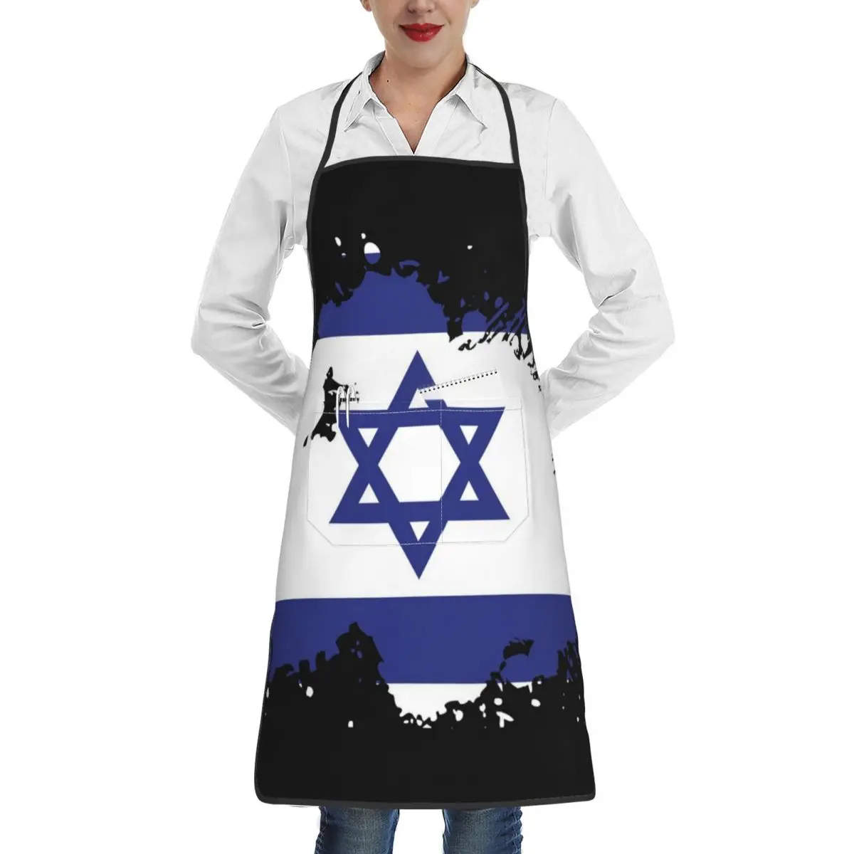 Кухонный фартук в стиле гранж флаг Израиля рабочий шеф-повара ресторан красота