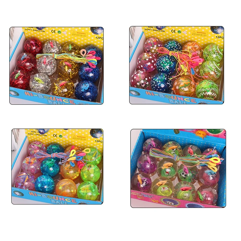 

12Pcs Rubber Jumping Ball Toy with Elastic String Baby Separation Anxiety Toy