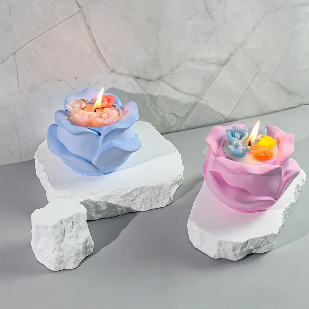 Подсвечник в виде Розы силиконовая форма для Ароматических Свечей основание