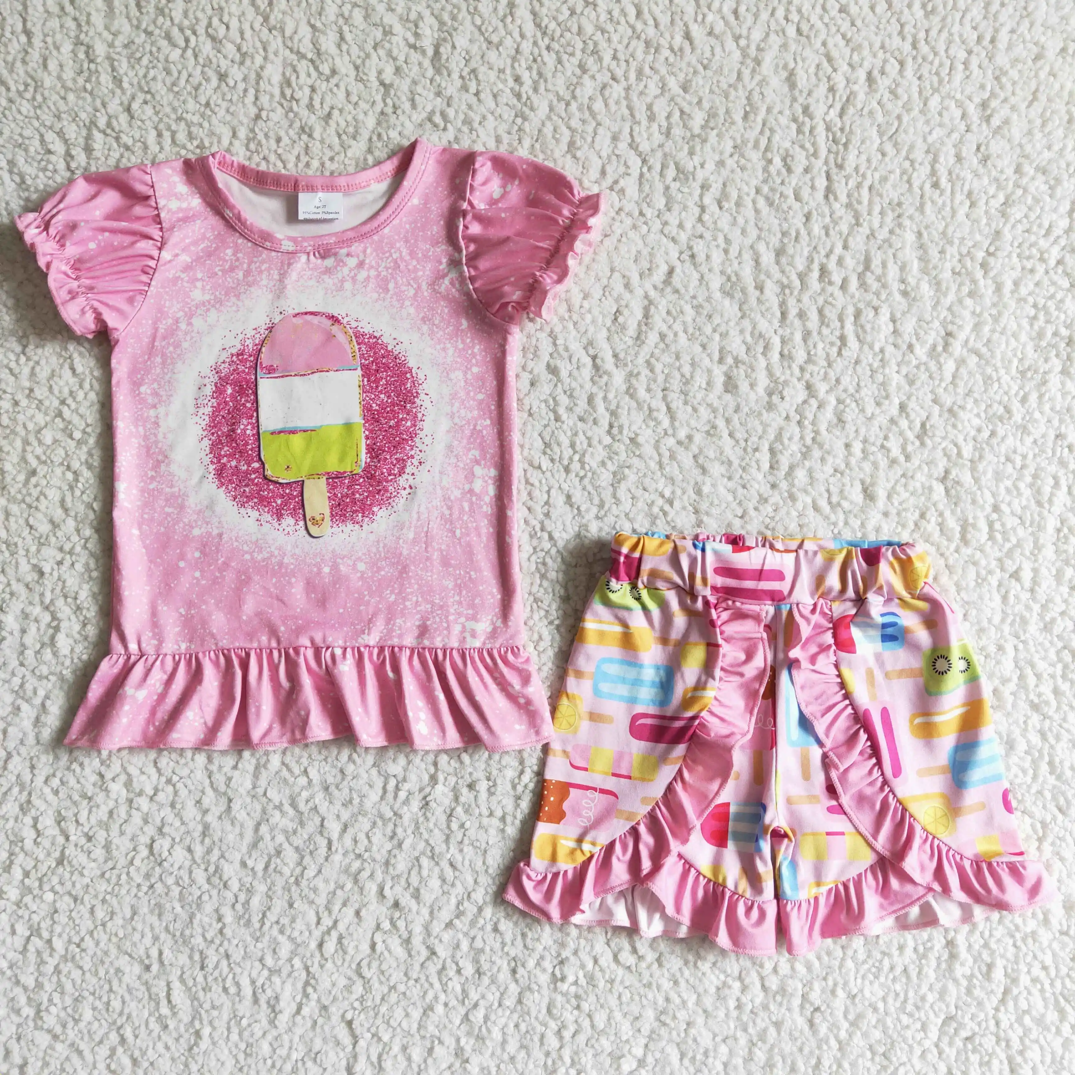 

wholesale summer fashion cotton toddler clothes baby short sleeve top and shorts baby girl clothing set 2 pcs kids clothes