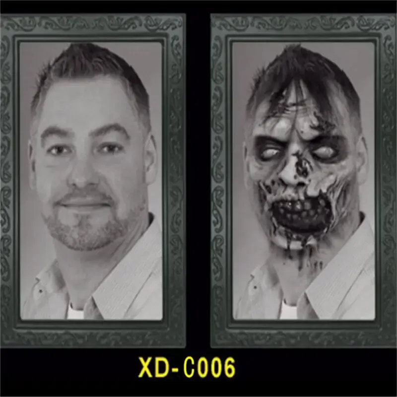 Halloween 3D Change Face Expression Moving Ghost Portrait Photo Frame Horror Party Castle Haunted House Decoration Props