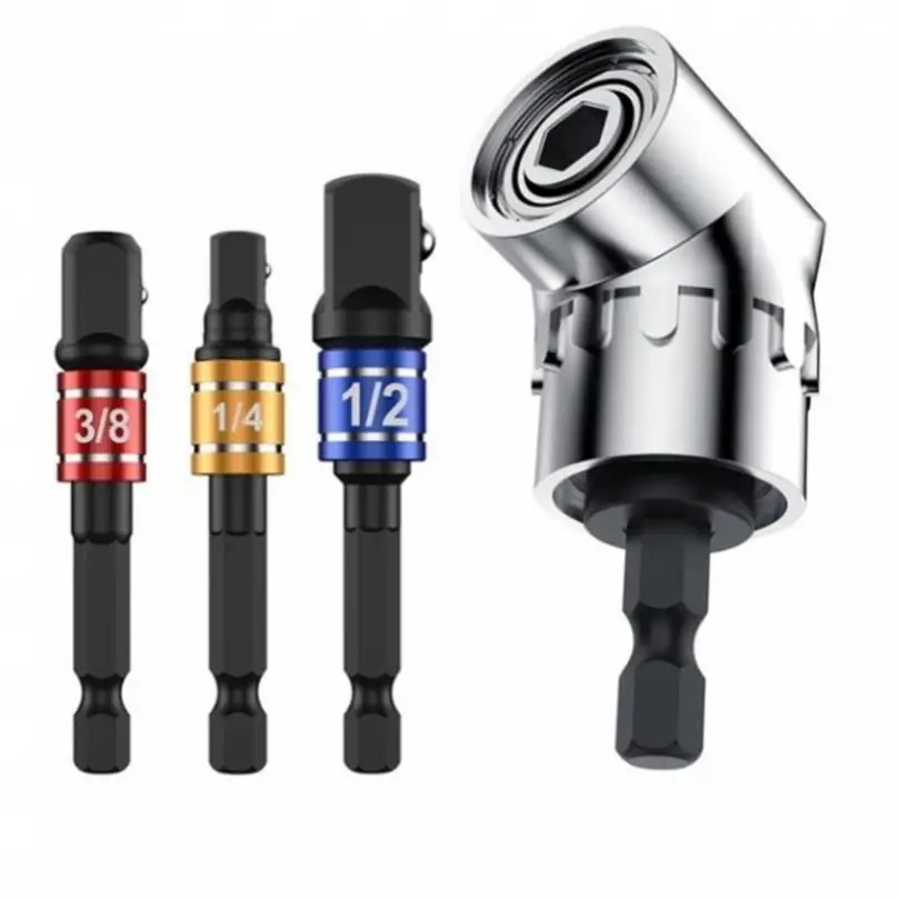 

3pcs/lot 1/4inch Hex Shank 1/4inch3/8inch1/2inch Connection Bars with 105 Degree Right Angle Drill,Bright Article Connecting Rod