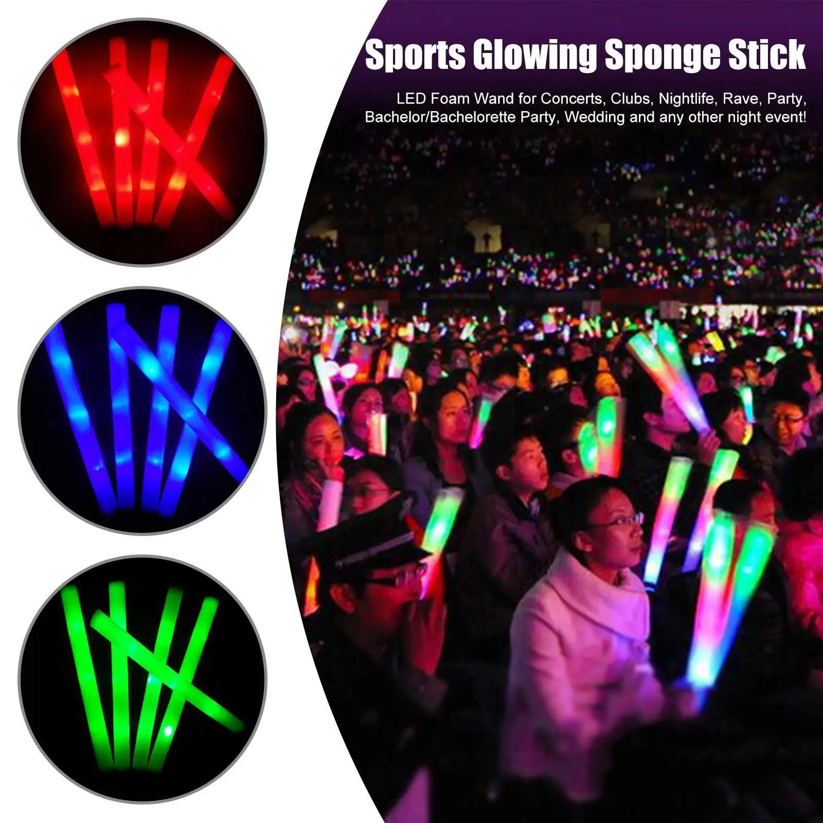 

Glow Sticks Colorful LED Foam Stick Glow Sticks Cheer Tube DIY LED Glow In The Dark Light For Concert Party Carnival Rave S3K5