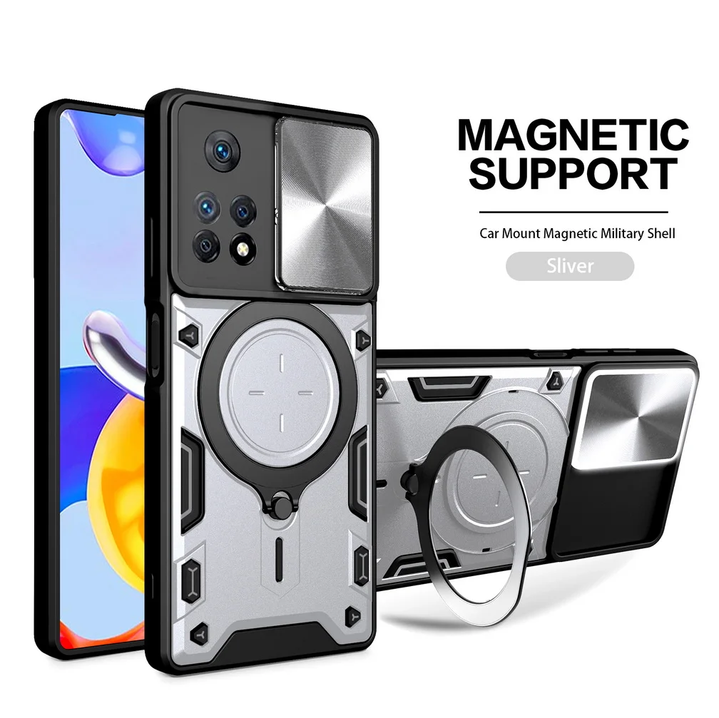 

Magsafe Magnetic Camera protect case for Xiaomi Redmi Note 12 Pro 11 Pro 11S Redmi 12C 11A 10C 10A A2 A1 Hybrid Metal Ring Cover