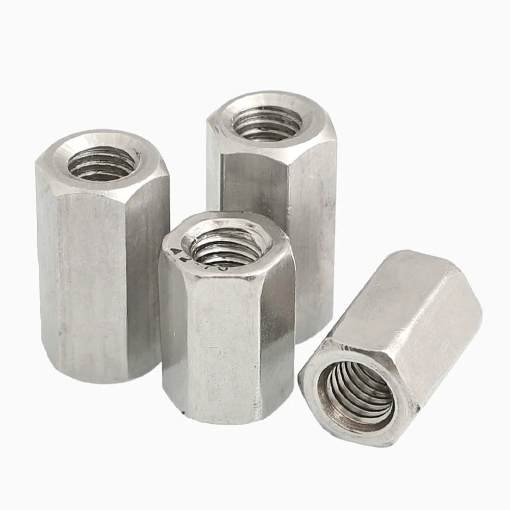 

10pc Coupling Nut M6 M8 Hex Coupling Nuts Rod 304 Stainless Steel Long Hexagonal Connection Sleeve Thread Nut bushing Bar Stud