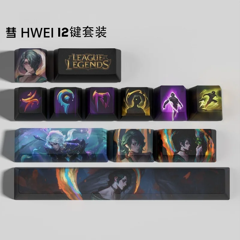Фото Кейкапы для клавиатуры League of Legends (LOL) с 12 клавишами: Yone, Yasuo, Jinx, HWEI, ADC Marksman, Kai'Sa. OEM-формат, высококачественная сублимация. №1