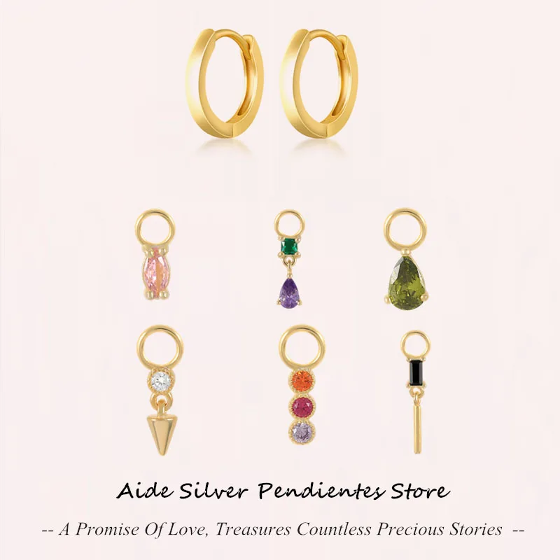 

AIDE Rainbow Zircon DIY Earring Charms Pendant Earrings For Wedding Engagement 925 Silver Jewelry Findings Support Customized