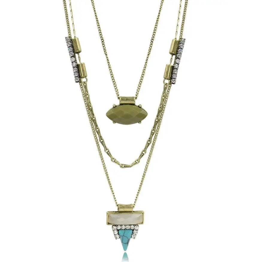 

New Bohemia Vintage Crystal Geometric Star Necklace For Women Fashion Gold Color Chain Boho Heart Pendant Necklaces Jewelry