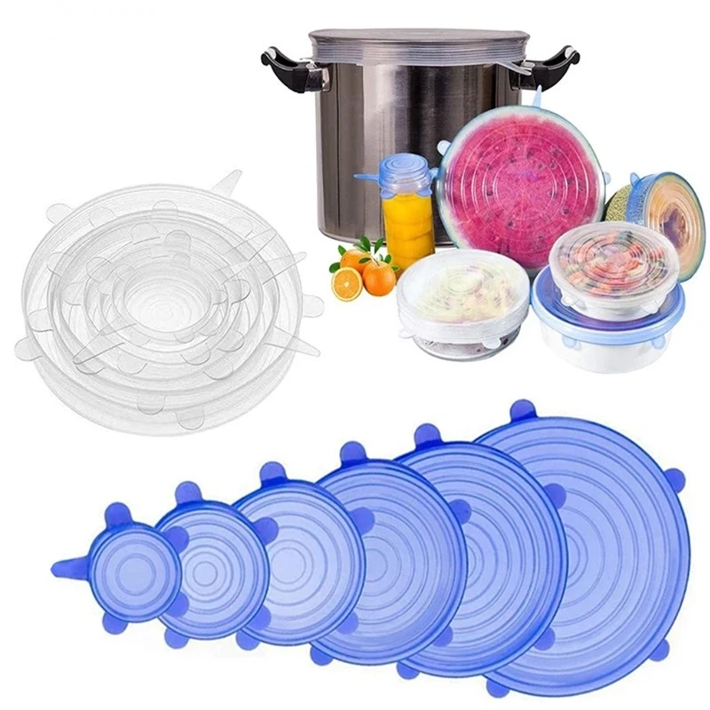 

6 шт./набор, силиконовые крышки для свежей еды