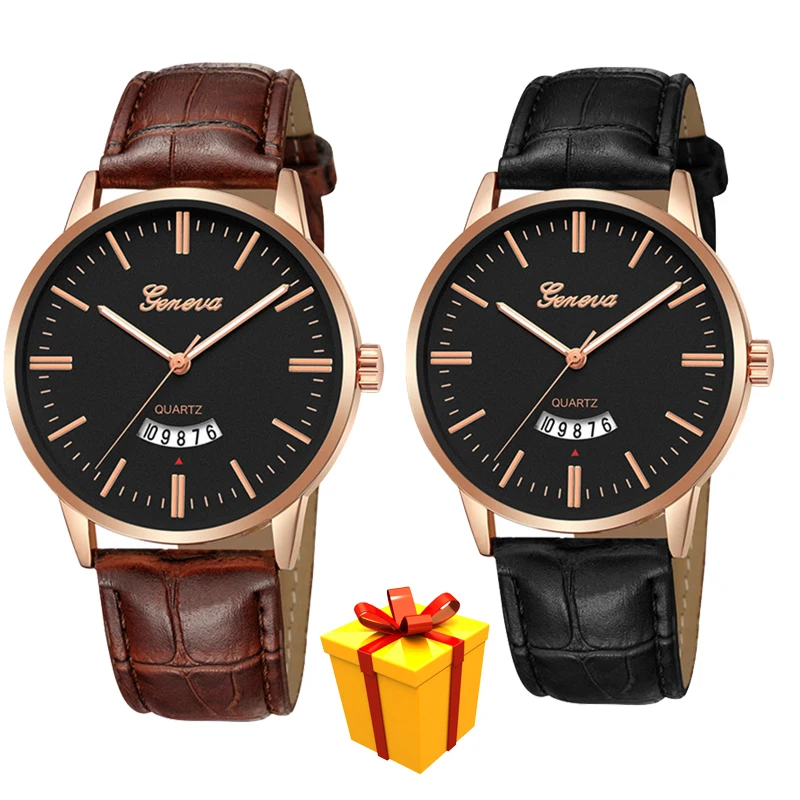 

Часы наручные мужские кварцевые с кожаным ремешком, с календарем